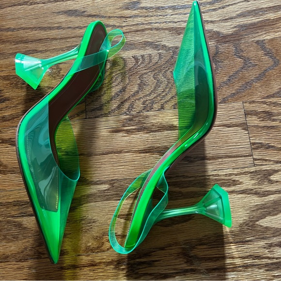 😊SOLD😊Amina Muaddi Green Holli Glass Slingback Pumps in 38.5 - Picture 5 of 11